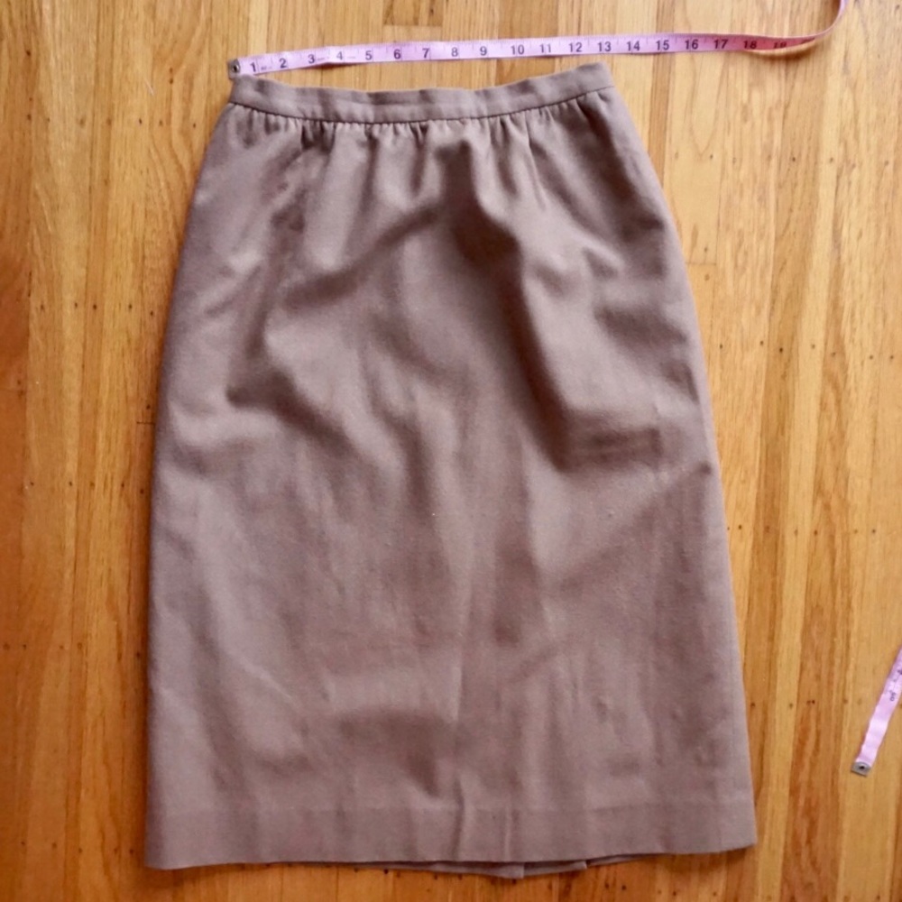 Vintage Tan Wool Pencil Skirt Camel Colored